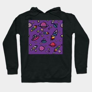 Cute Planets And Rocket Kids Pattern Seamless Hoodie